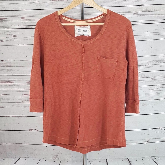 Anthro Saturday Sunday orange pocket seam top